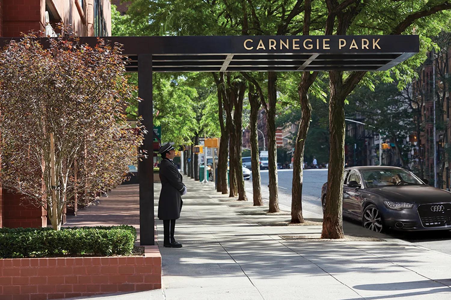 Carnegie Park Entrance Along Tree-Lined Third Ave