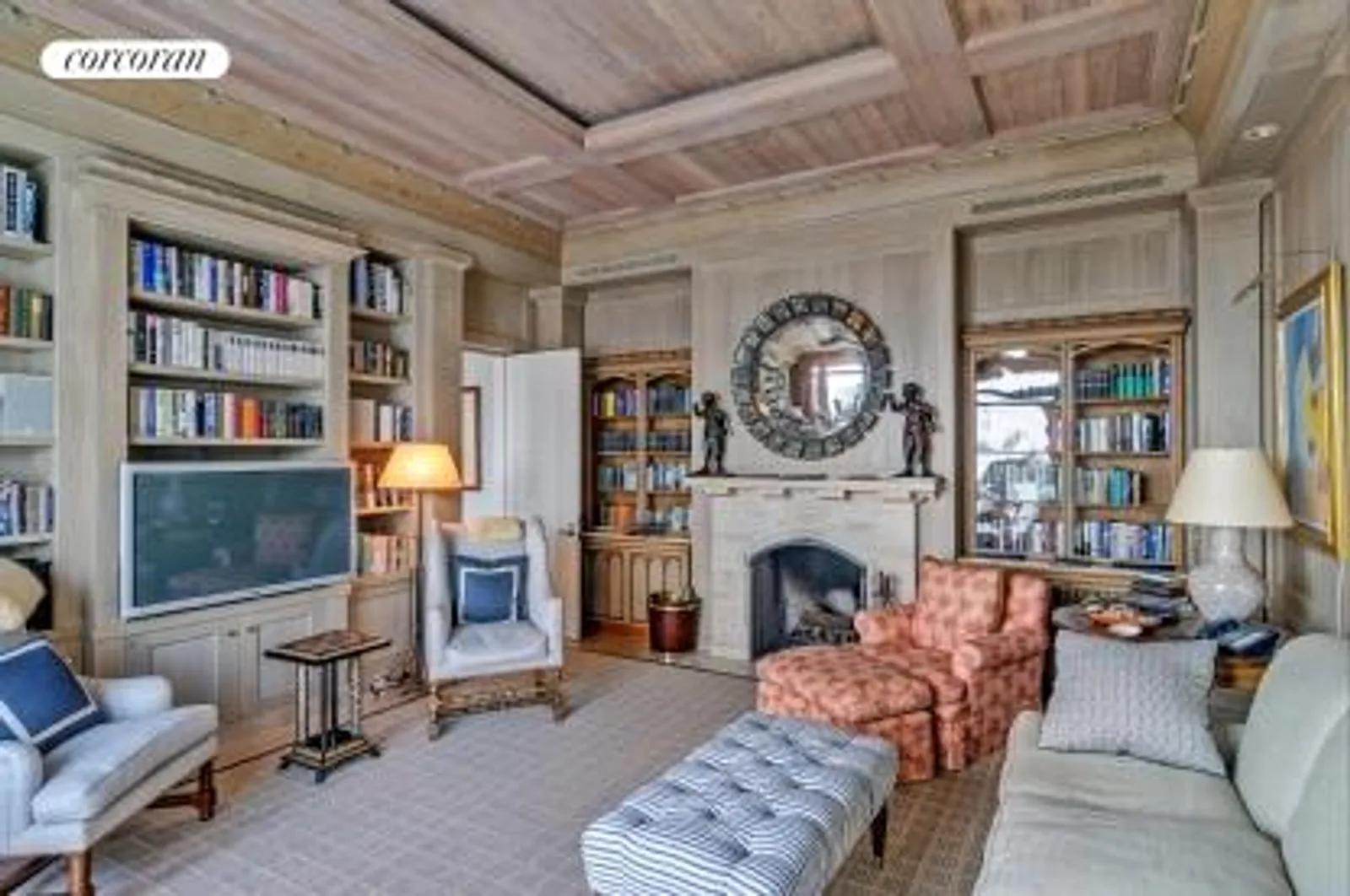 New York City Real Estate | View  | Library With Oceanviews And Fireplace | View 8