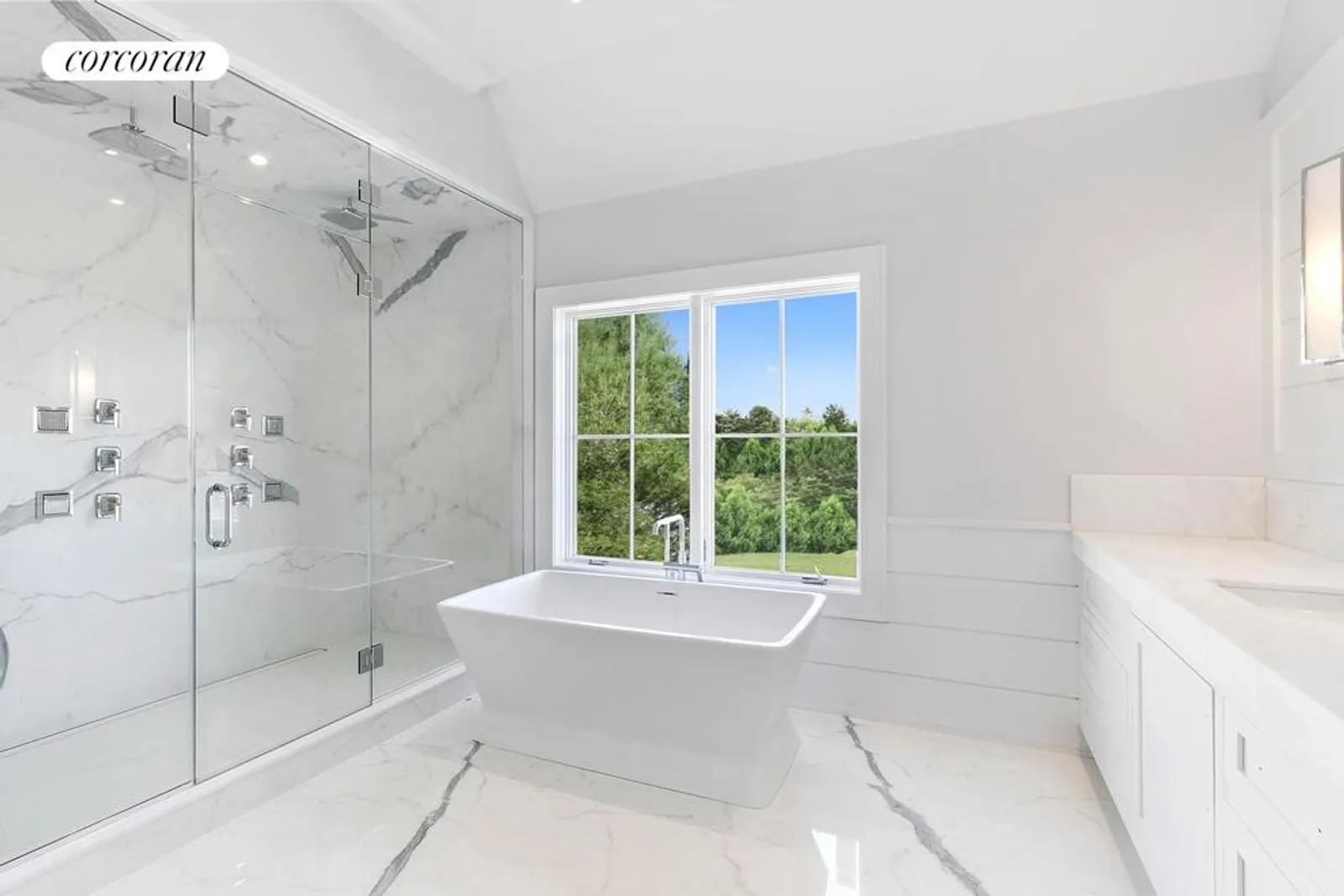New York City Real Estate | View  | MARBLE SLABS THROUGHOUT MASTER BATH | View 7
