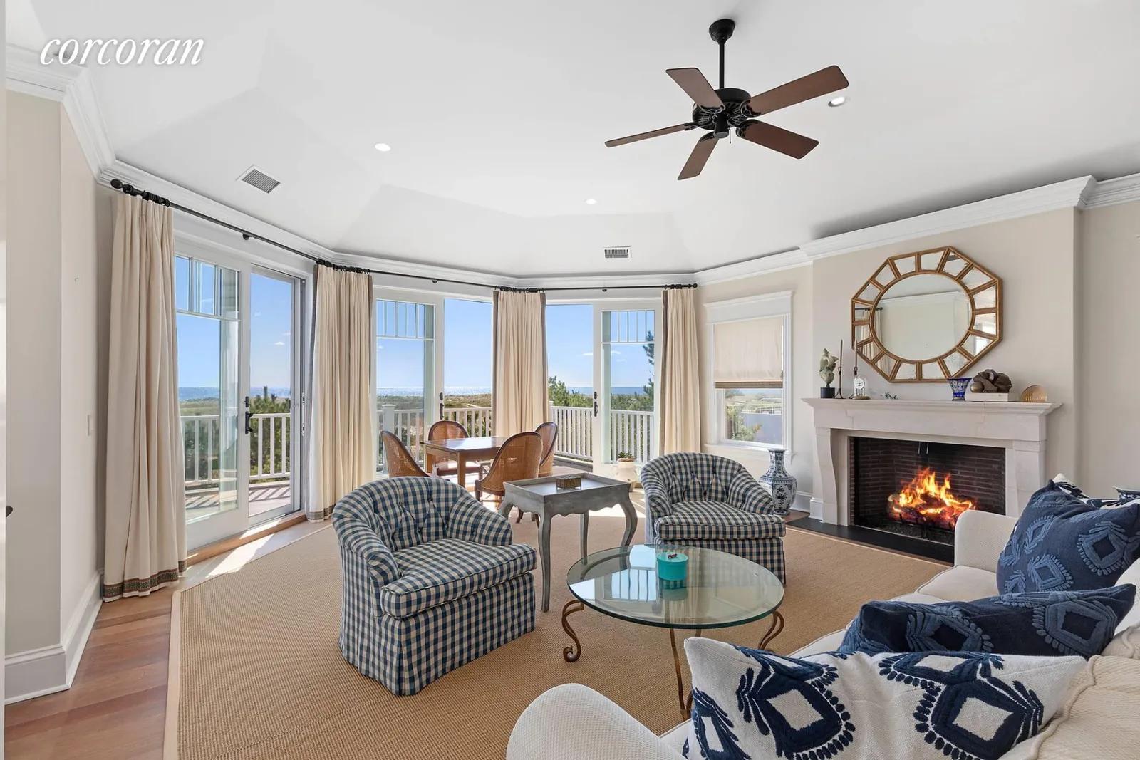 The Hamptons Real Estate | View 175 Dune Road | Great Room with Fireplace | View 4