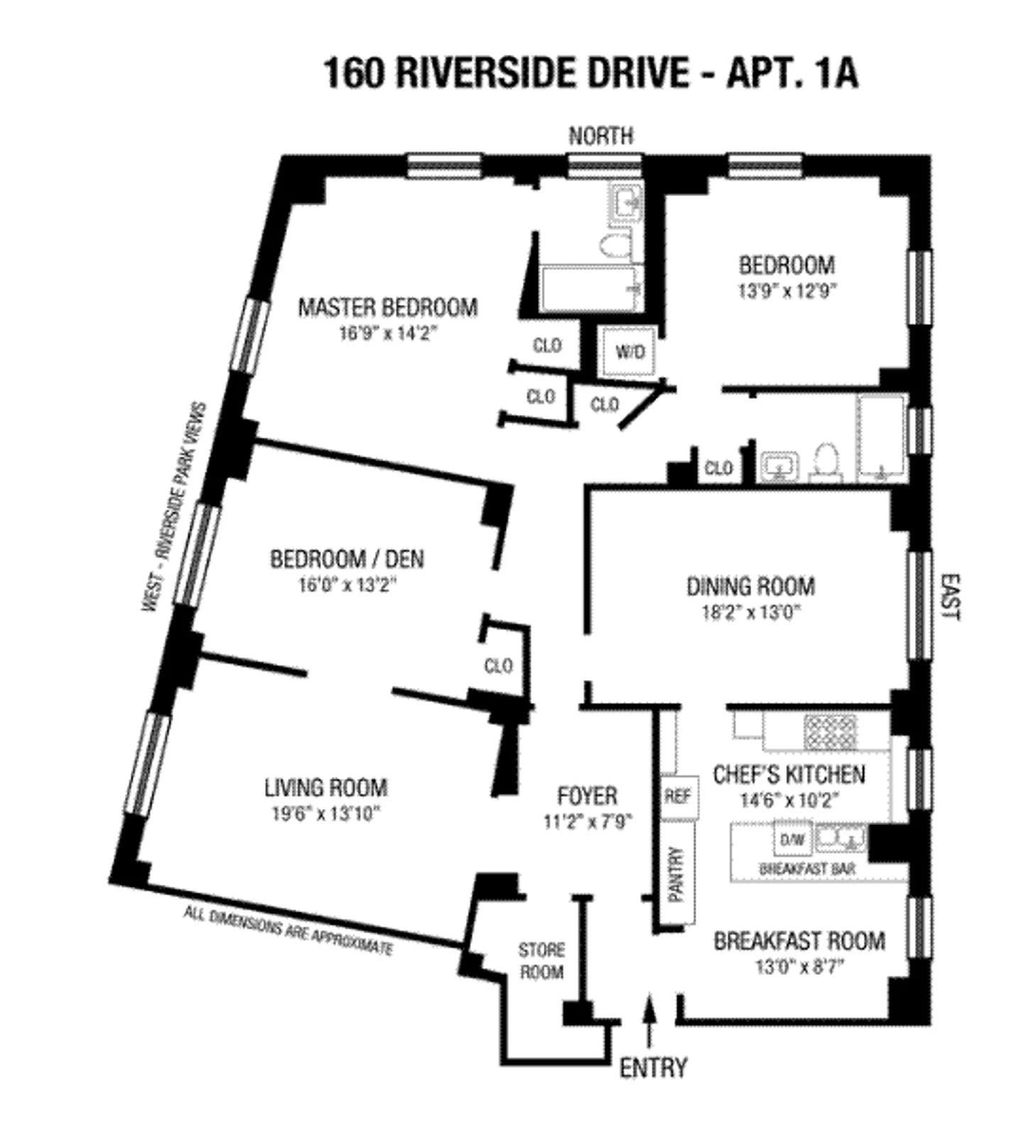 160 Riverside Drive, 1A | floorplan | View 21
