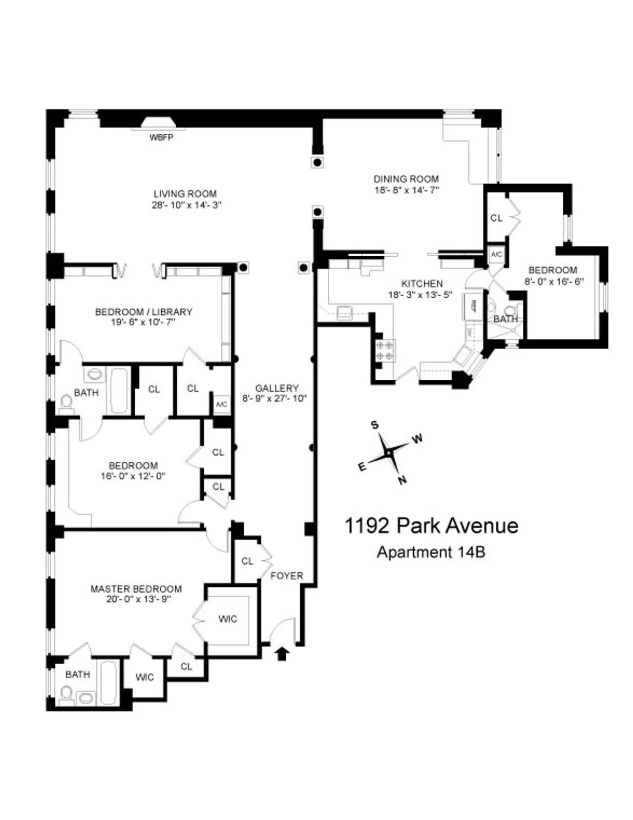 1192 Park Avenue, 14B | floorplan | View 7