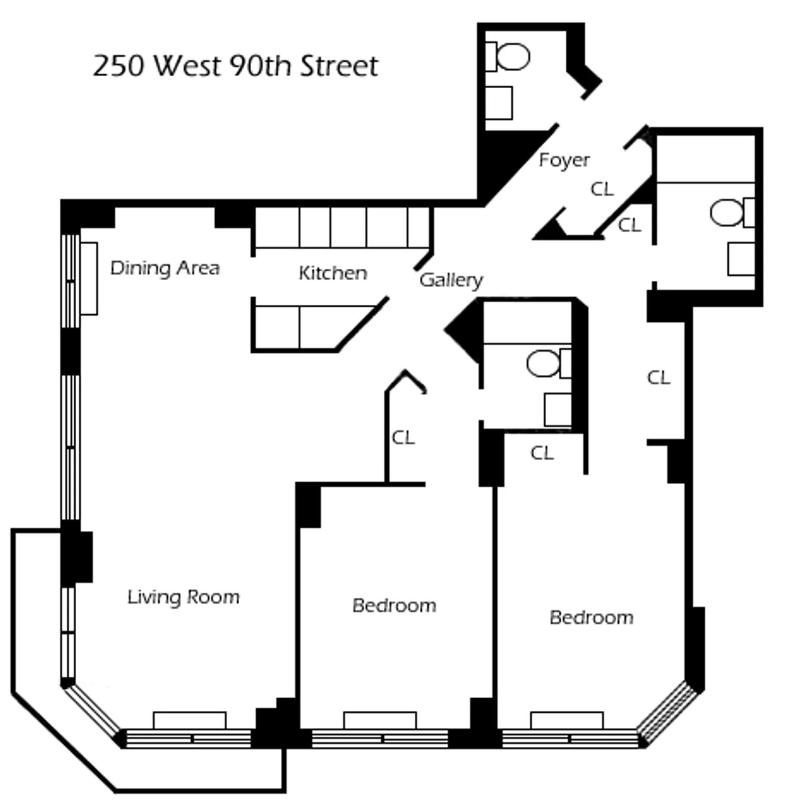250 West 90th Street, 8H | floorplan | View 14