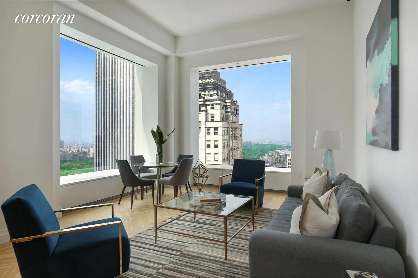 New York City Real Estate | View 432 Park Avenue, 39D | Living Room with Central Park Views | View 2