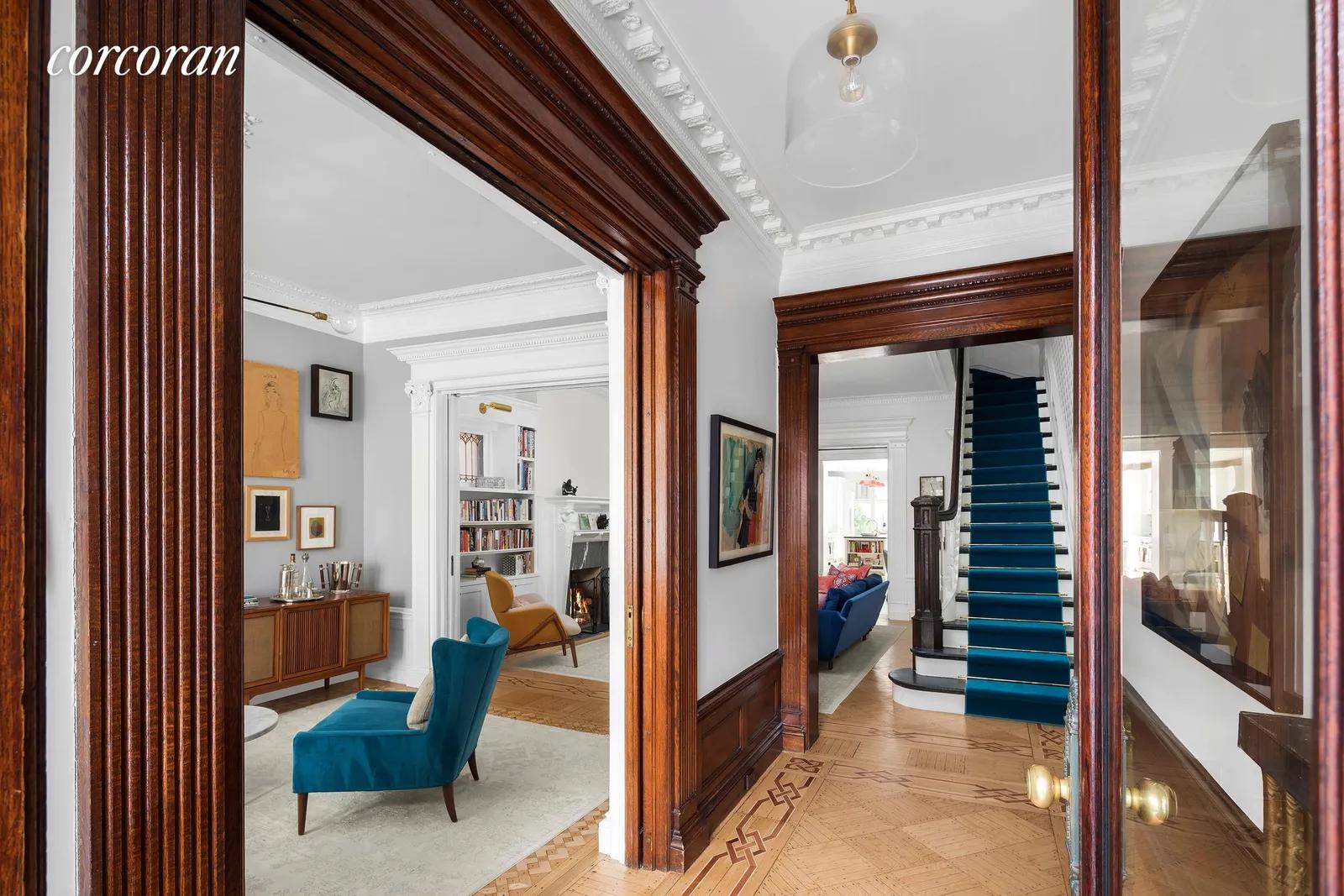 New York City Real Estate | View 586 4th Street | Artisan details, dbl pocket doors + airy entry | View 2