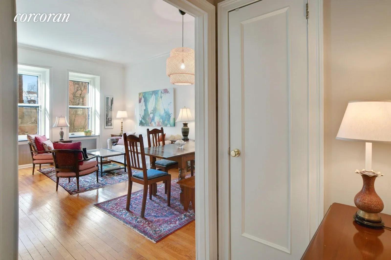 New York City Real Estate | View 187 Hicks Street, 2C | Dining area in living room- also shown hall closet | View 2
