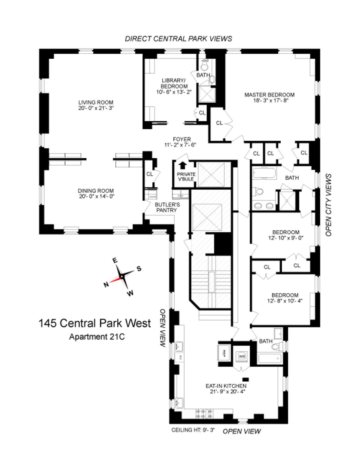 145-146 Central Park West, 21C | floorplan | View 17