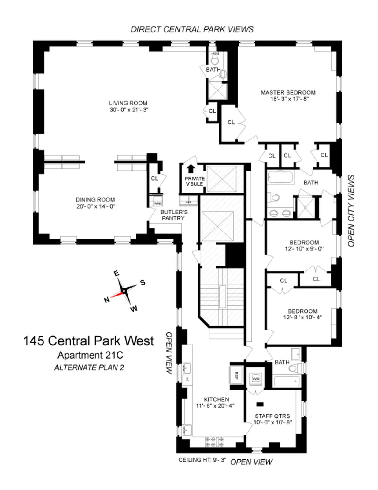 145-146 Central Park West, 21C | floorplan | View 19