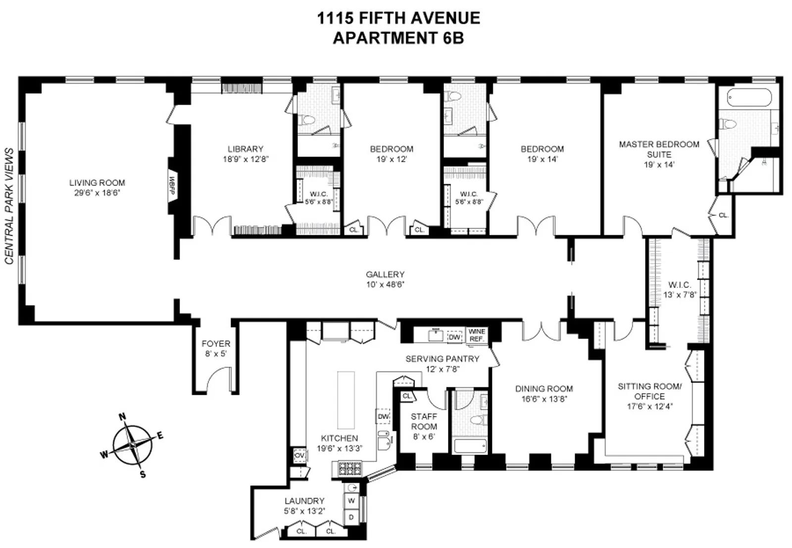 1115 Fifth Avenue, 6B | floorplan | View 14