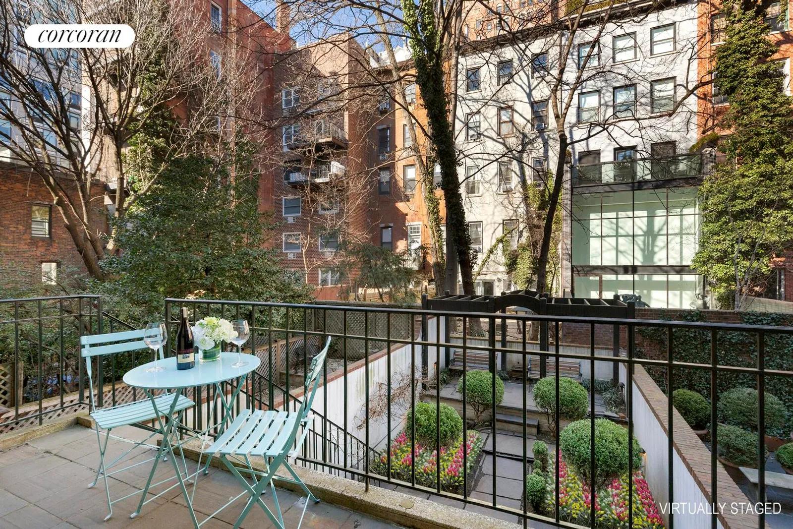 New York City Real Estate | View 483 West 22nd Street | Outdoor balcony overlooking the garden | View 7