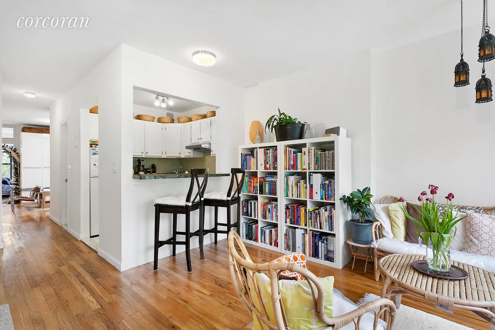 New York City Real Estate | View 123 West 88th Street, 4TH Floor | Breakfast bar, living room and light filled space! | View 4