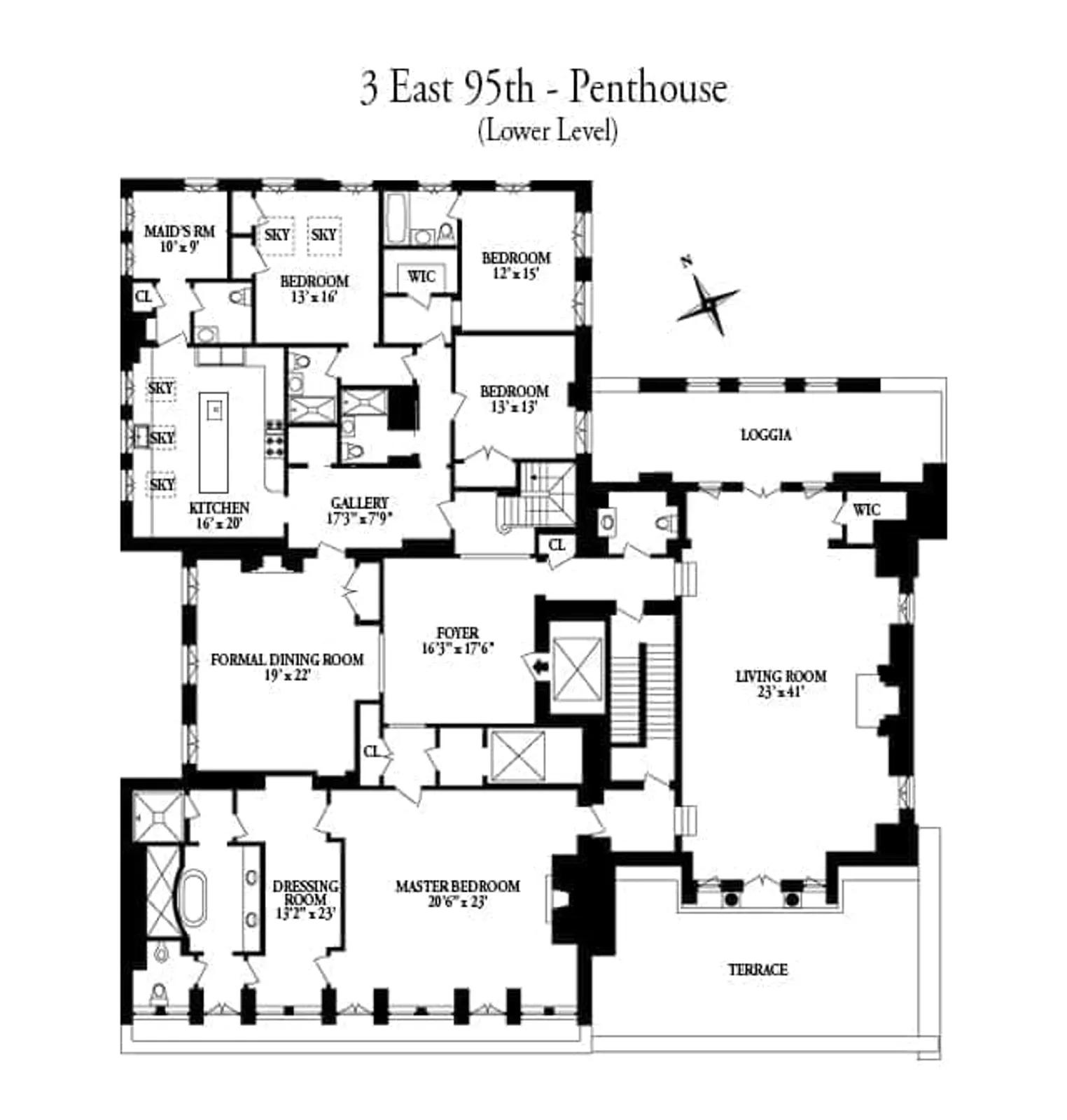 3 East 95th Street, PENTHOUSE | floorplan | View 34