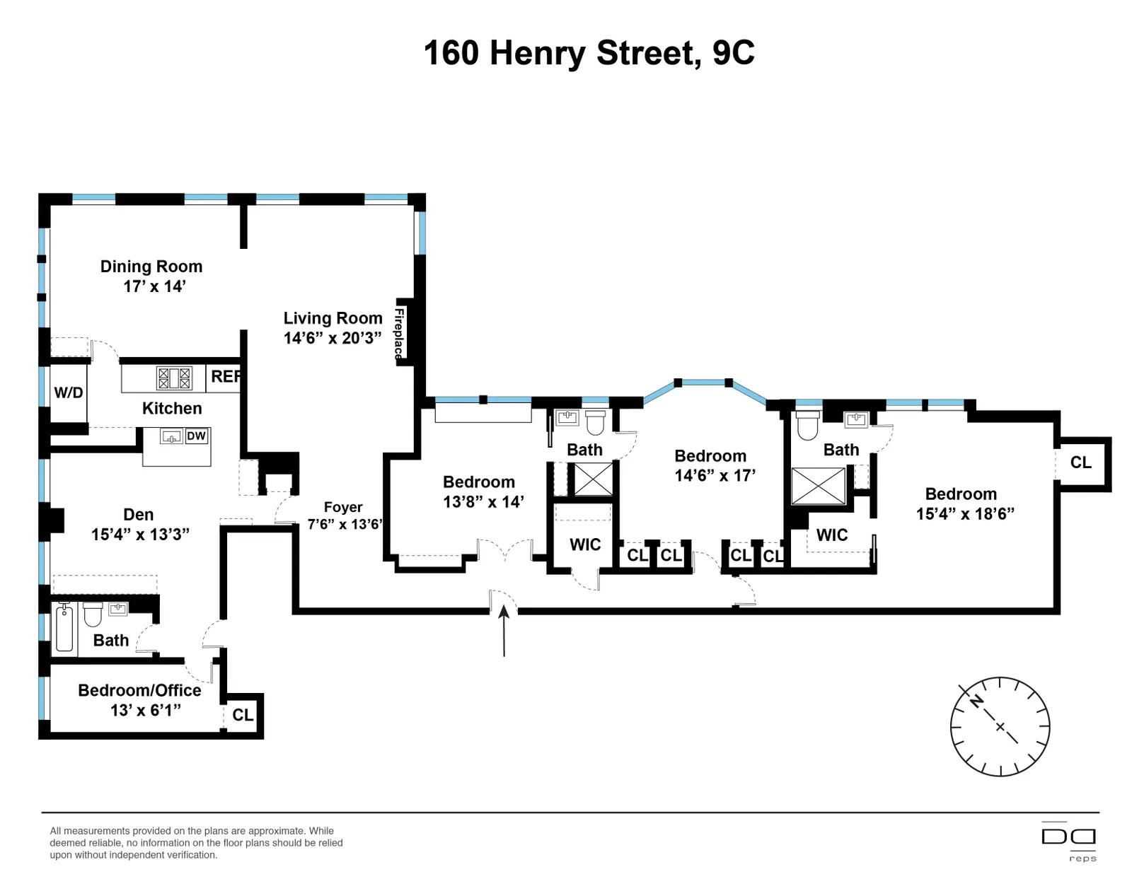 160 Henry Street, 9C | floorplan | View 19