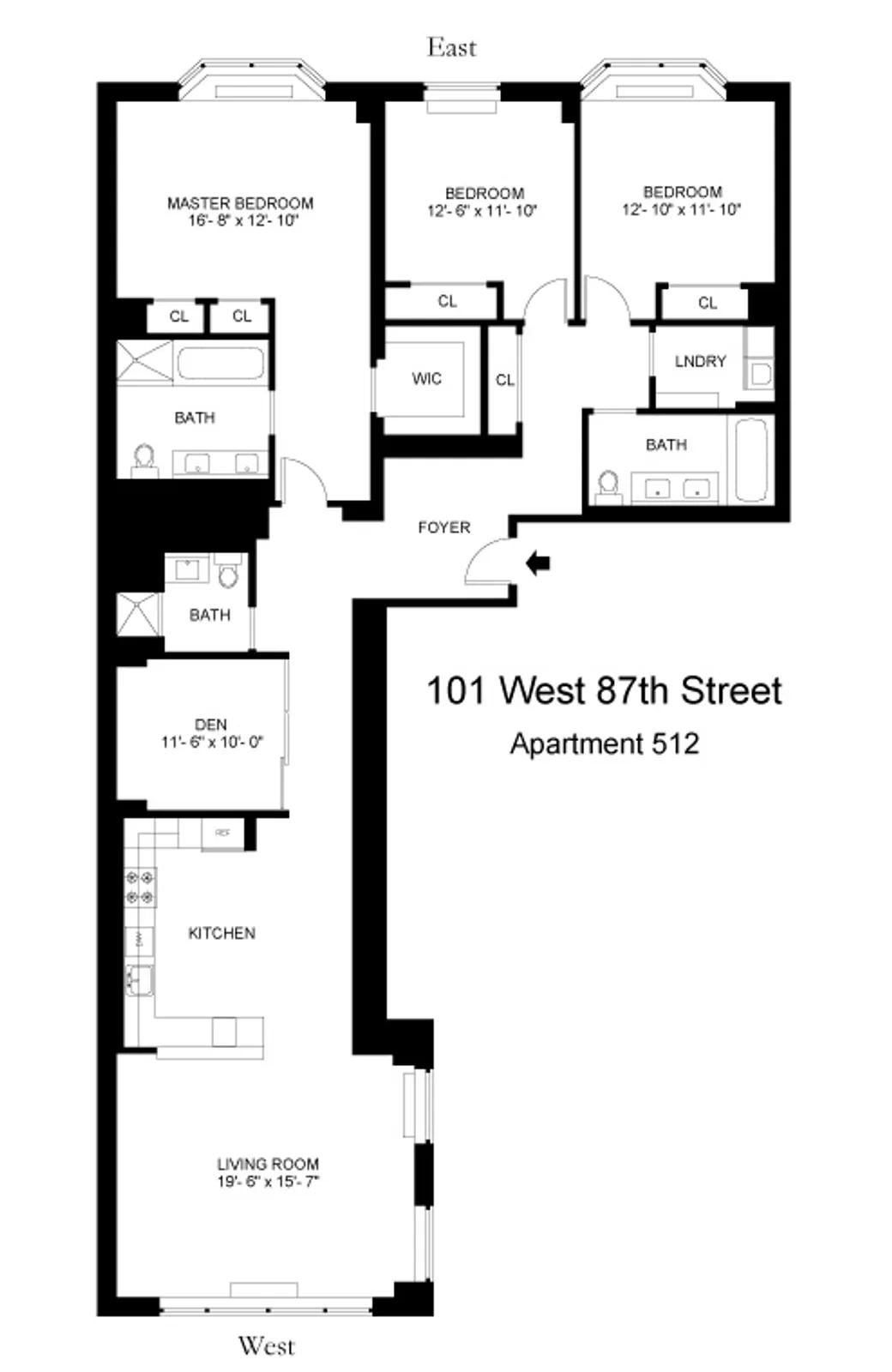 101 West 87Th Street, 512 | floorplan | View 8
