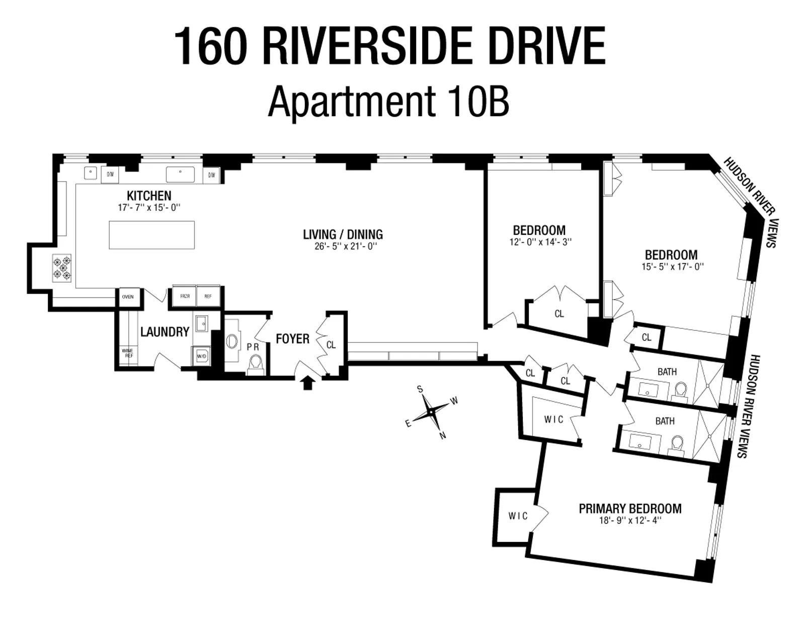 160 Riverside Drive, 10B | floorplan | View 12