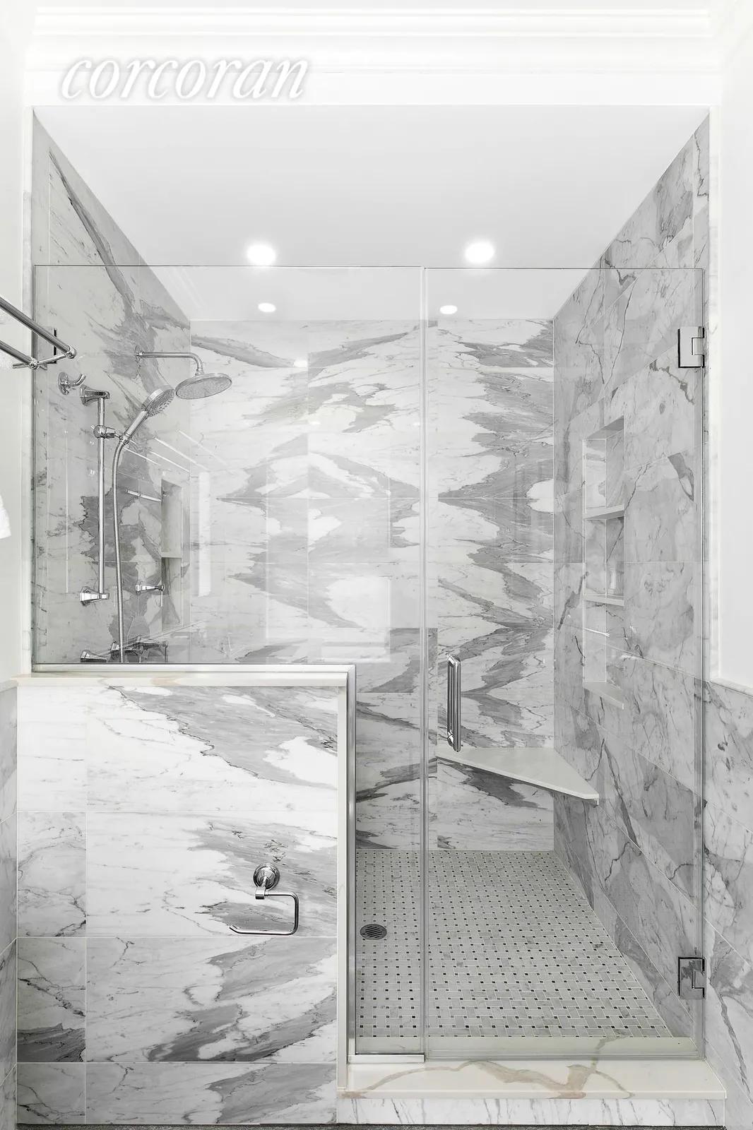 New York City Real Estate | View 32 Perry Street | Elegant Marble Shower | View 20