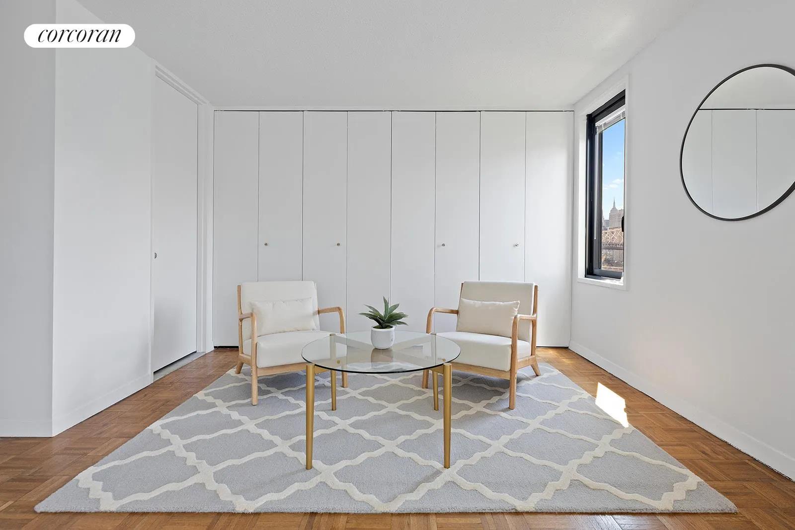 New York City Real Estate | View 531 Main Street, 1109 | Master Bedroom Sitting Area | View 6