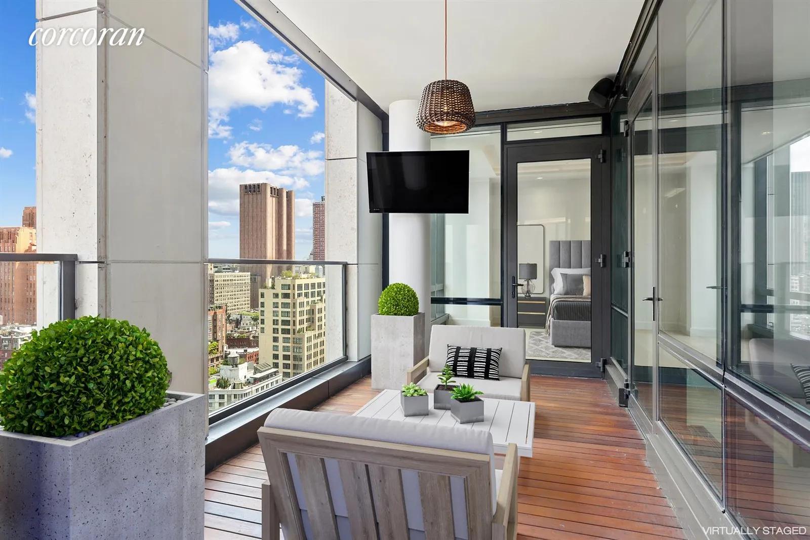 New York City Real Estate | View 101 Warren Street, 2420 | Loggia with Open City Views | View 10