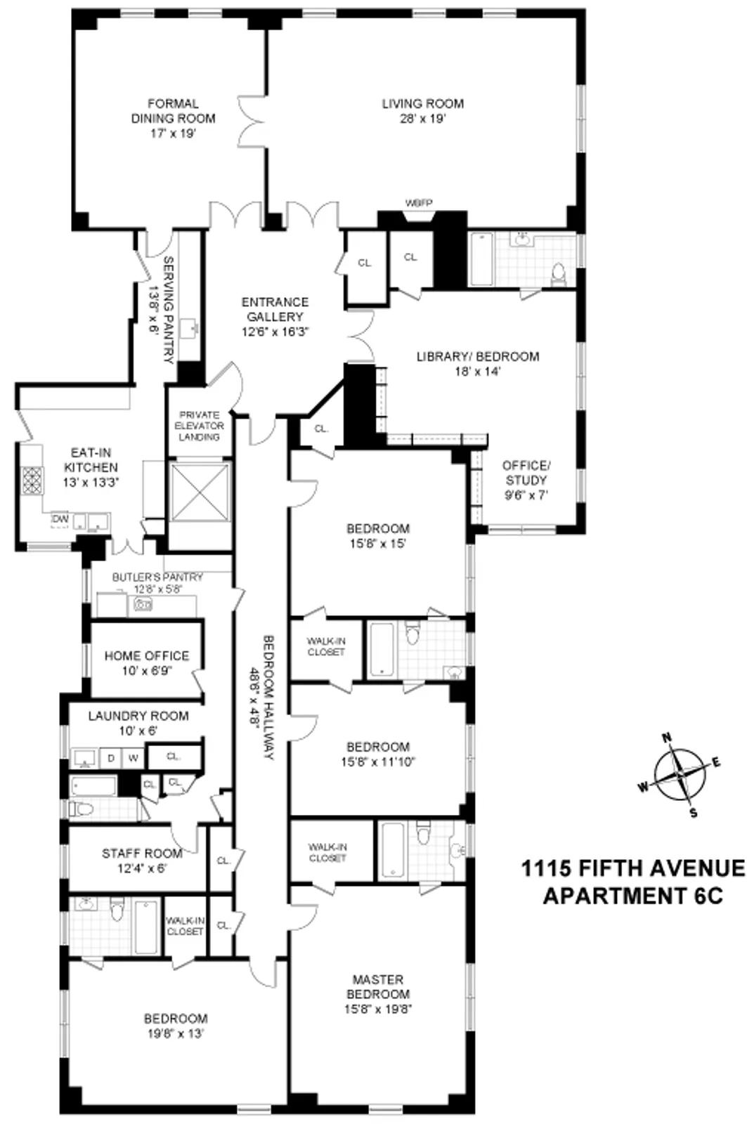 1115 Fifth Avenue, 6C | floorplan | View 10
