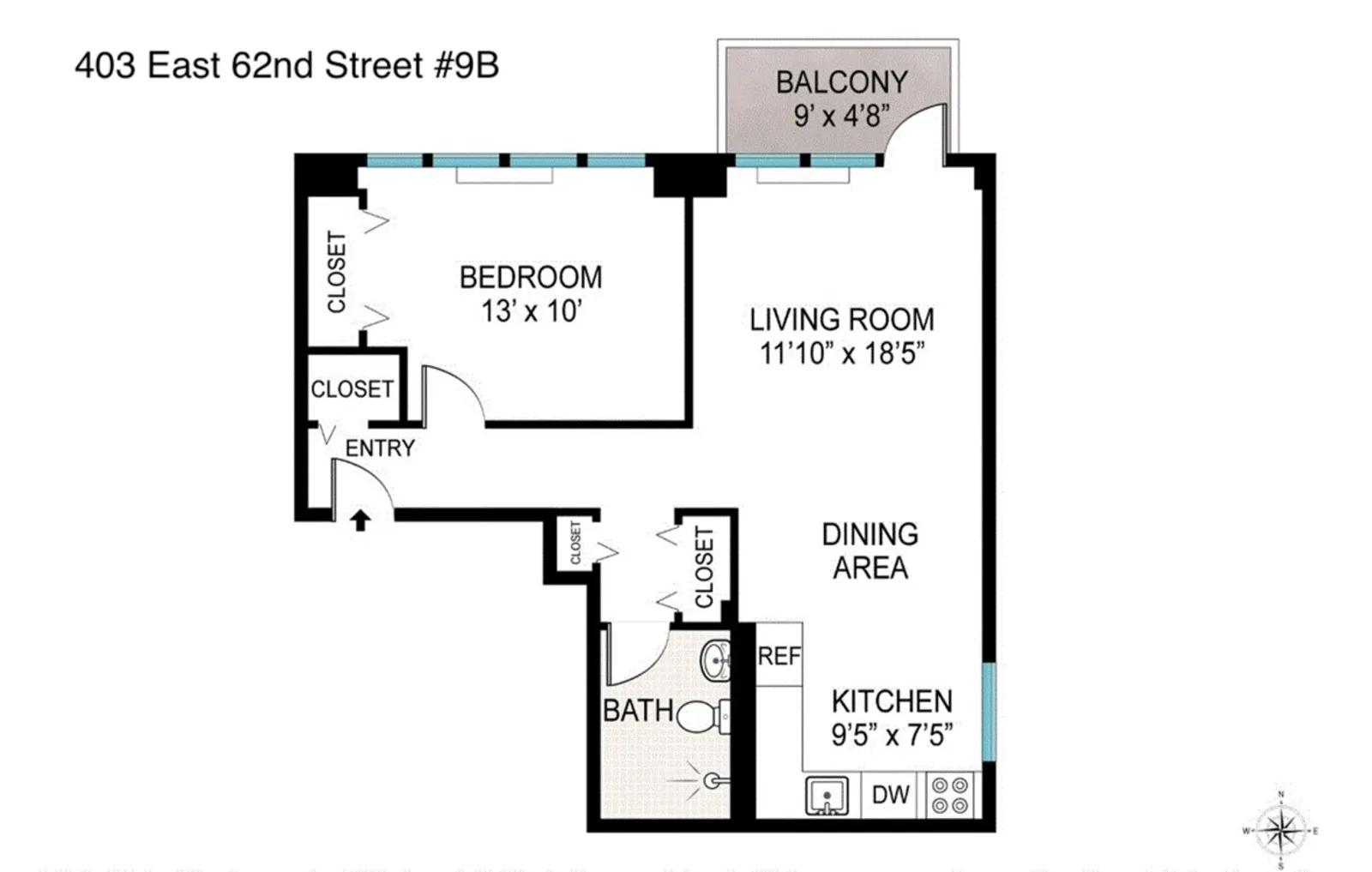 403 East 62Nd Street, 9B | floorplan | View 10