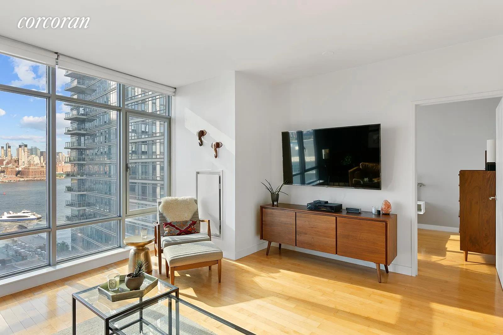 New York City Real Estate | View 1 Northside Piers, 12C | Living Room | View 3