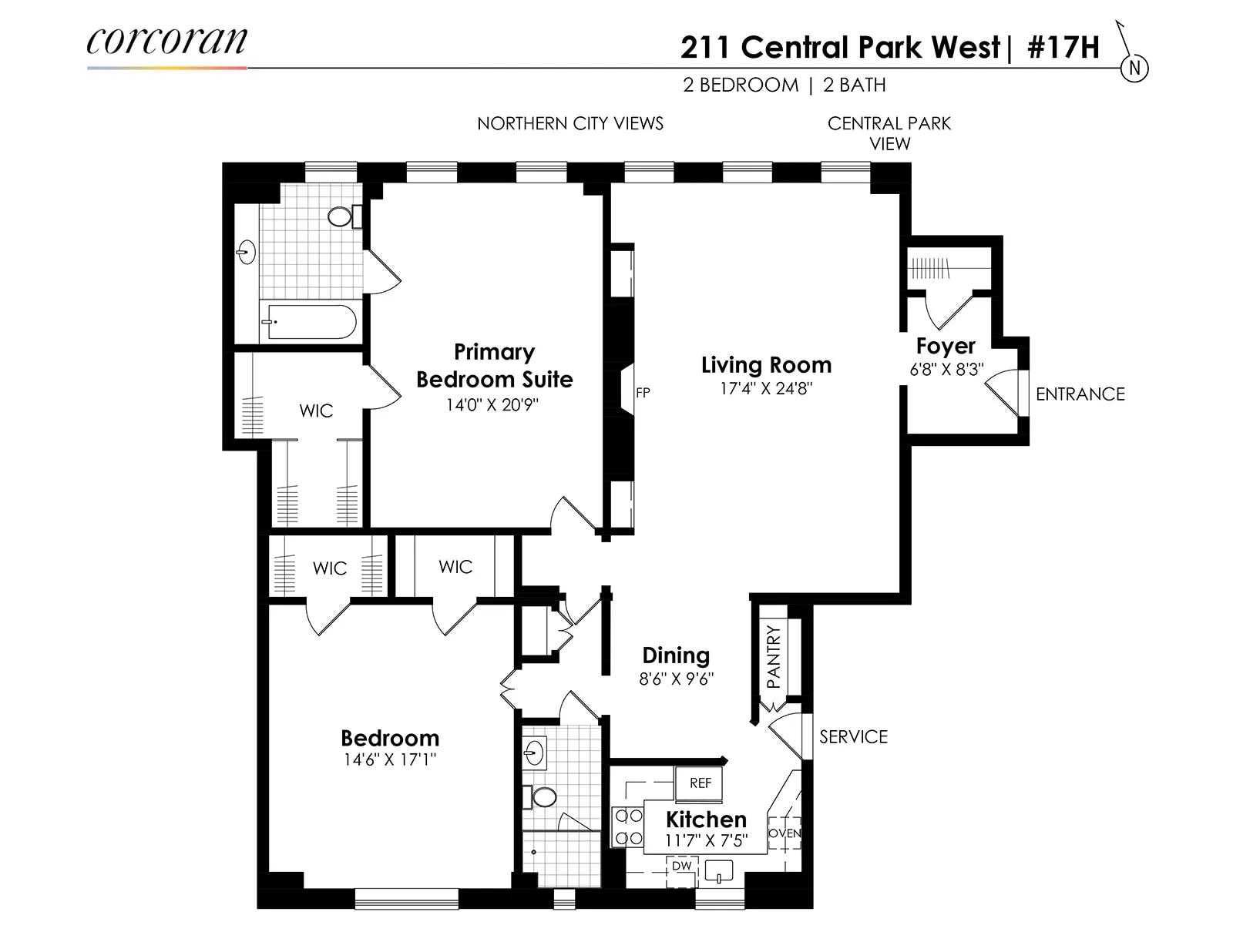 211 Central Park West, 17H | floorplan | View 14
