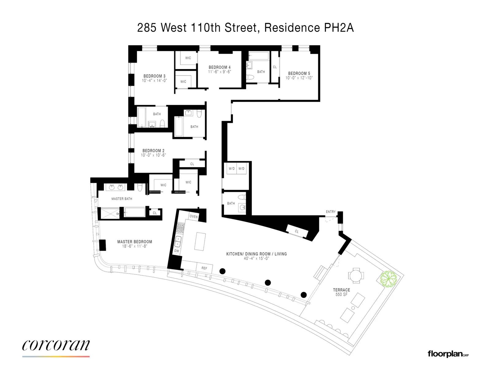 285 West 110Th Street, PH2A | floorplan | View 11