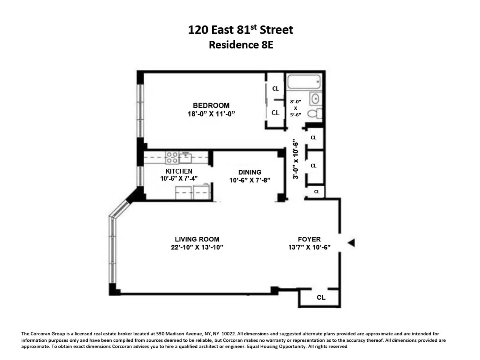 120 East 81St Street, 8E | floorplan | View 12