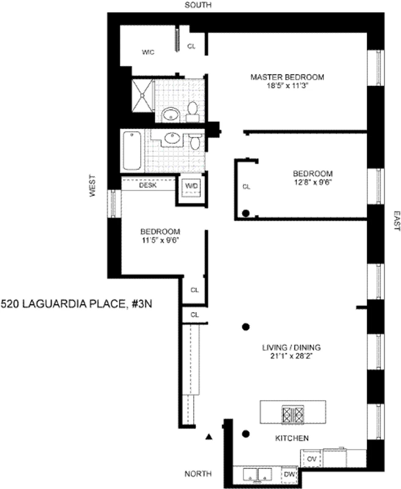 520 Laguardia Place, 3N | floorplan | View 6