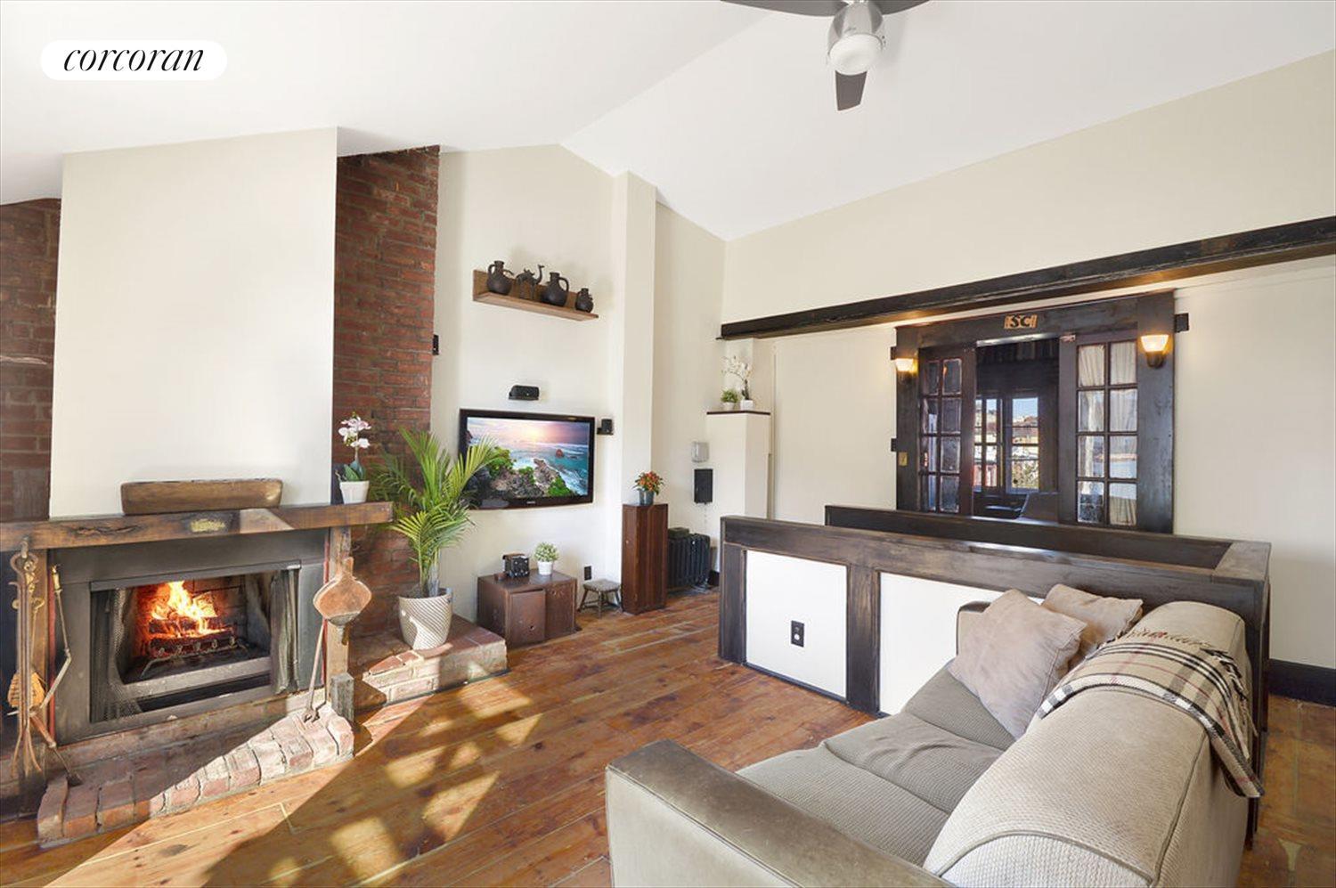 New York City Real Estate | View 76 State Street, 5 | Living Area: Fireplace, High Ceilings, Bright | View 2