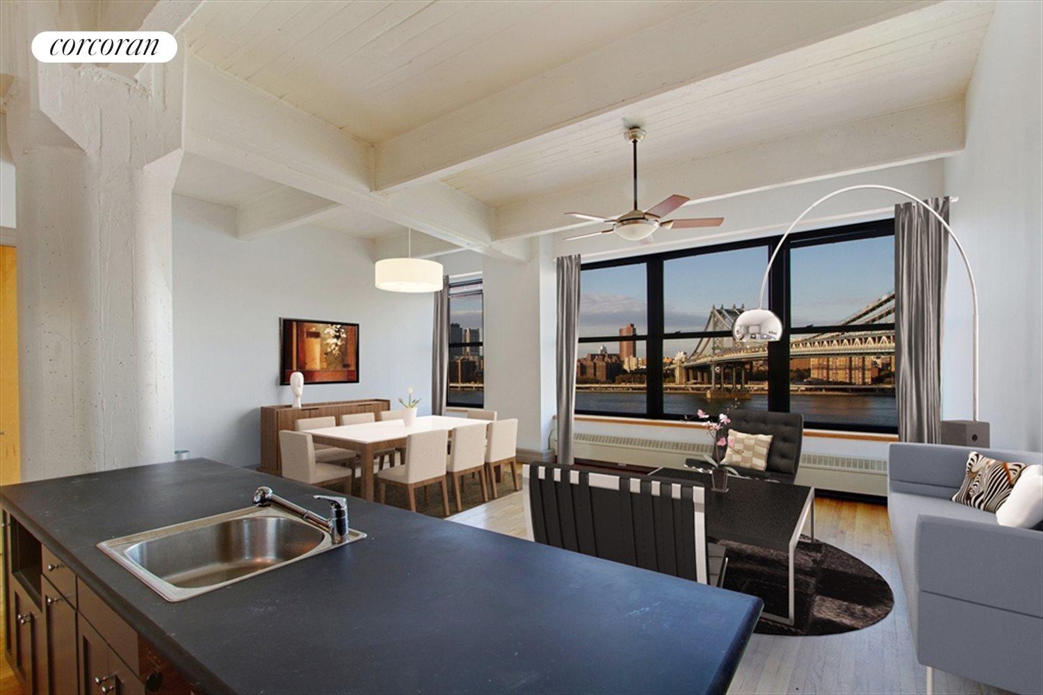 New York City Real Estate | View 1 Main Street, 9C | Living Room | View 3