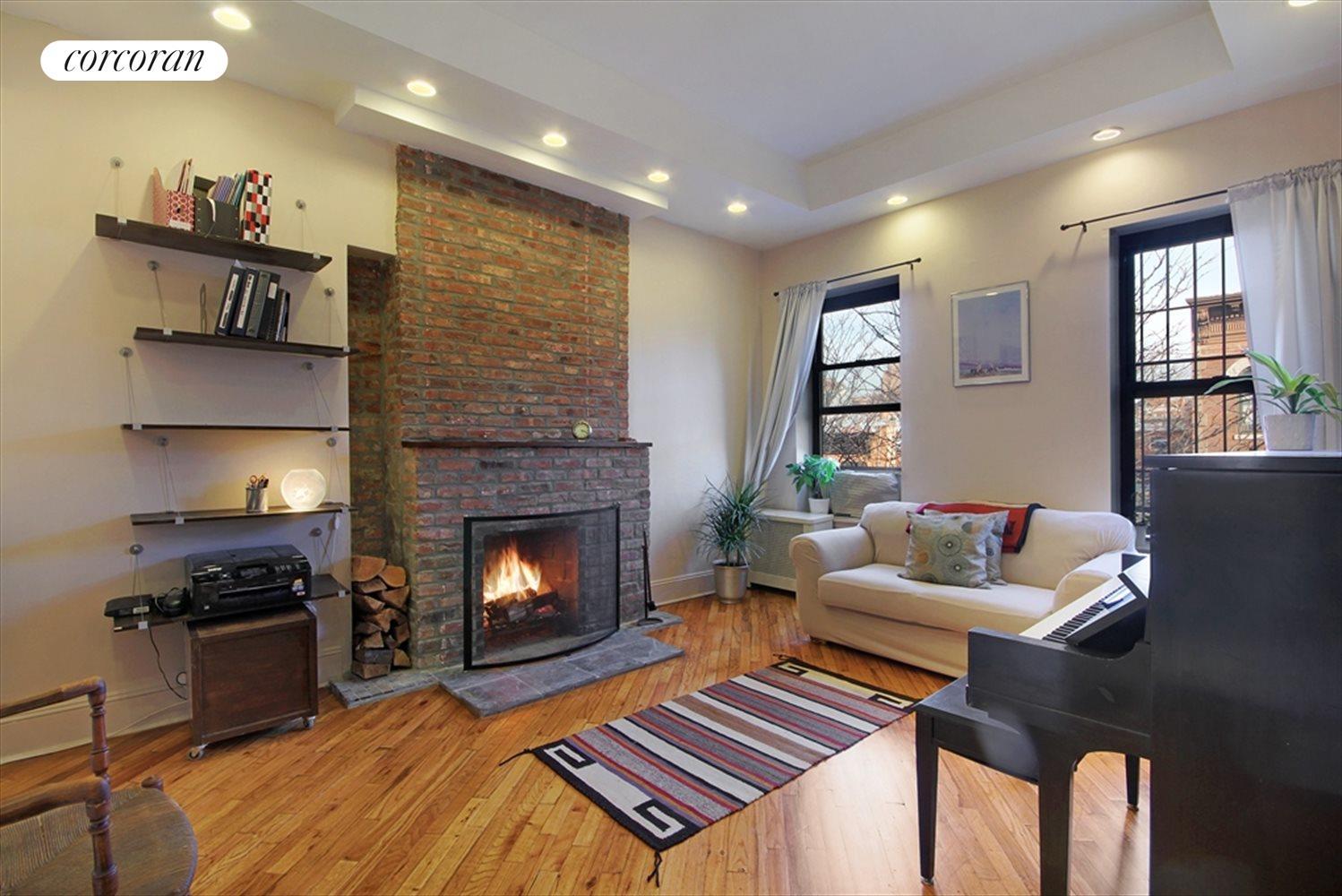 New York City Real Estate | View 262 Bergen Street, 4F | Living Area with Wood Burning Fireplace | View 2