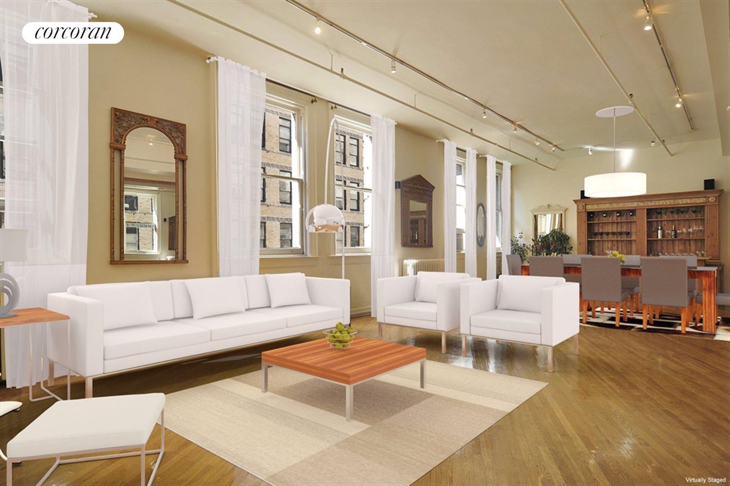 New York City Real Estate | View 73 Fifth Avenue, 5B | Living Room / Dining Room | View 3